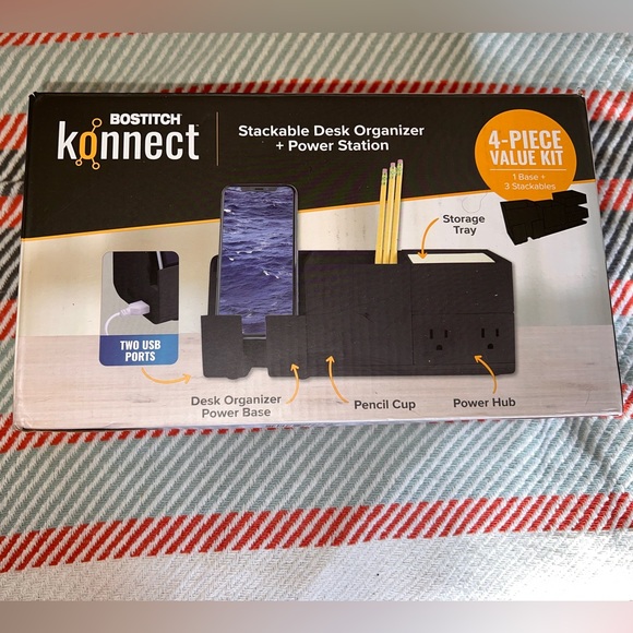 Bostitch Konnect Stackable Desk Organizer & Power Station, 4-Piece NWB! - Picture 2 of 3